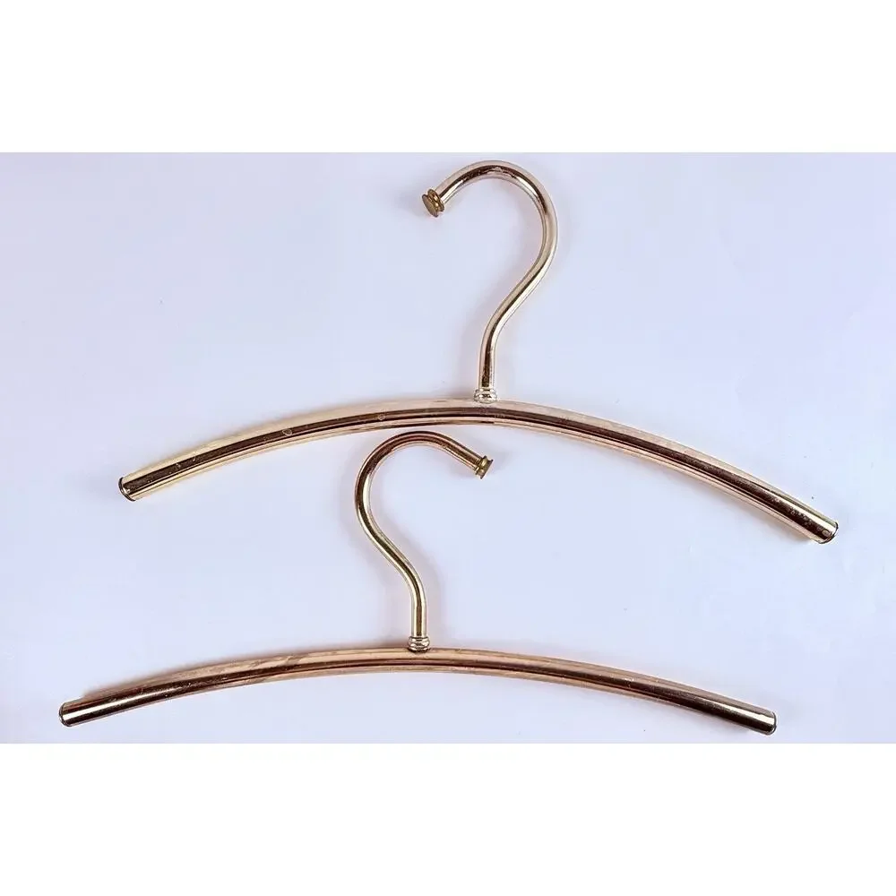 Vintage Brass Clothing Hangers Set of 2 Designer Style Curved Heavy Beautiful